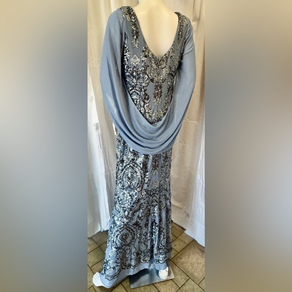 R&M RICHARDS Drape Back Sequin Embellished Gown - Picture 10 of 16